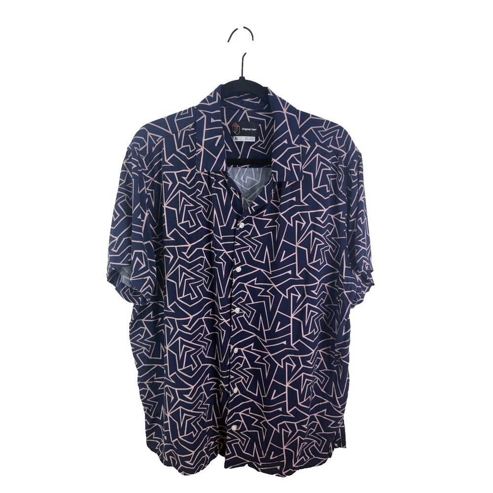 Original Use Pink & Navy Geometric Blouse XL